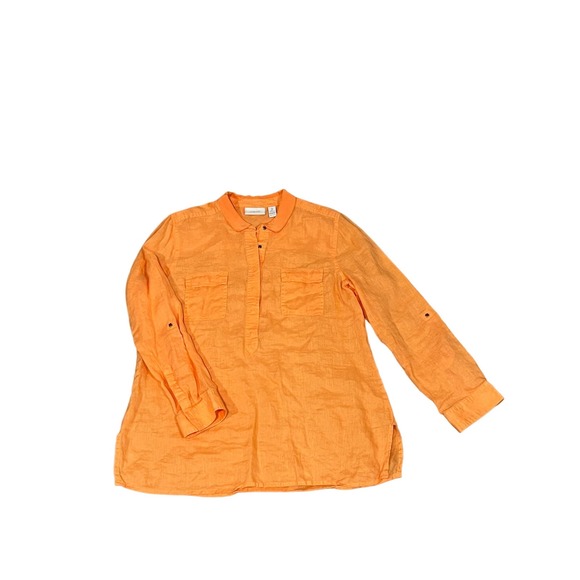 Women's Chico's Pullover with snaps, Orange, sz 2, #392-O - Picture 1 of 3